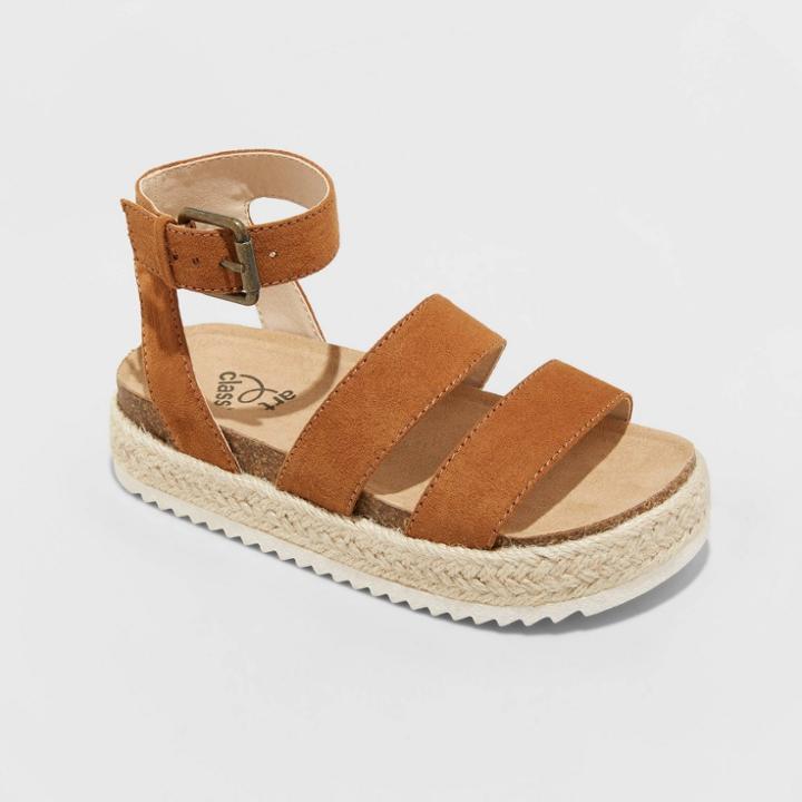 Girls' Agatha Buckle Footbed Sandals - Art Class Cognac