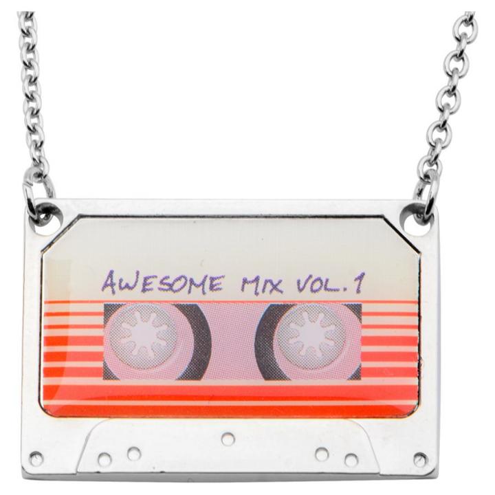 Women's Marvel Guardians Of The Galaxy Mix Tape Steel And Epoxy Pendant Necklace (16 + 2 Ext.), Stainless