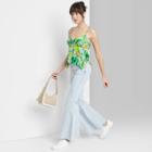 Women's Satin Handkerchief Hem Tank Top - Wild Fable Lime Green Floral