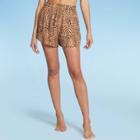 Women's High Waist Cover Up Shorts - Shade & Shore Tan Animal Print