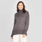 Women's Dolman Sleeve Turtleneck Tunic Sweater - A New Day Gray M,