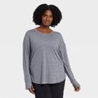 Women's Plus Size Drop Shoulder Long Sleeve T-shirt - All In Motion Heather Blue