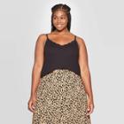Women's Plus Size V-neck Lace Tank Top - Ava & Viv Black 3x, Women's,