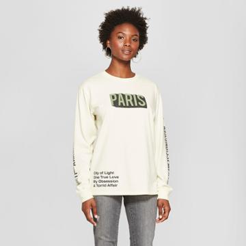 Women's Long Sleeve Paris Graphic T-shirt - Mighty Fine (juniors') Cream