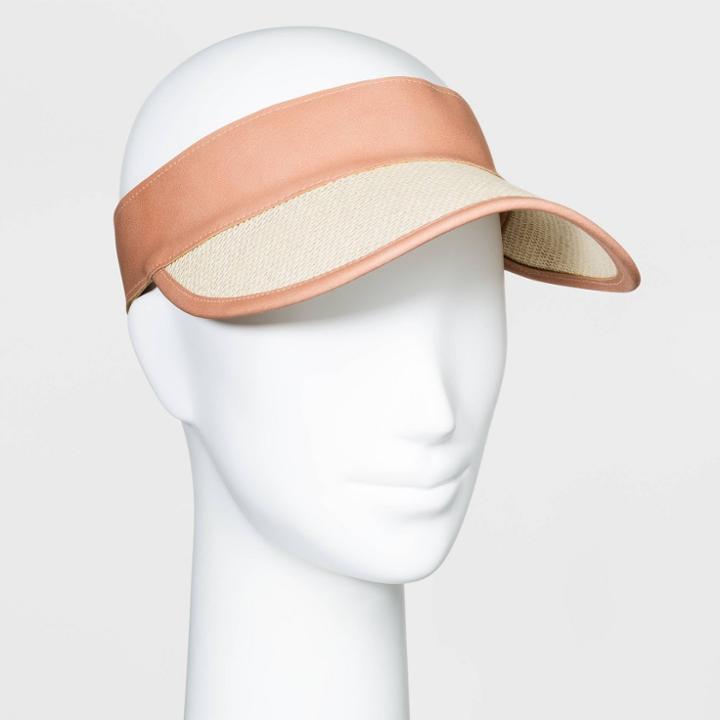 Woemen's Straw Visor Hats - Universal Thread Natural One Size, Women's, Yellow