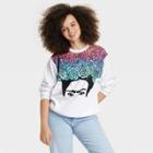 Modern Lux Women's Frida Kahlo Colorful Roses Graphic Sweatshirt - White