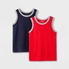Toddler Boys' 2pk Solid Tank Top - Cat & Jack Red/navy Blue12m