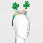 Charlotte Double Clover Charms With Sequins And Tinsel Led Headband - Green