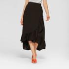 Women's Ruffle Wrap Skirt - Notations Black