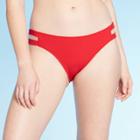 Women's Ribbed Strappy Hipster Bikini Bottom - Xhilaration Red S, Women's,