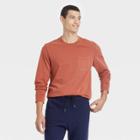 Men's Standard Fit Long Sleeve Crewneck T-shirt - Goodfellow & Co Copper