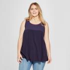 Women's Plus Size Embroidered Knit Top - Universal Thread Blue X