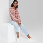 Women's Houndstooth Button-front Cardigan - Wild Fable