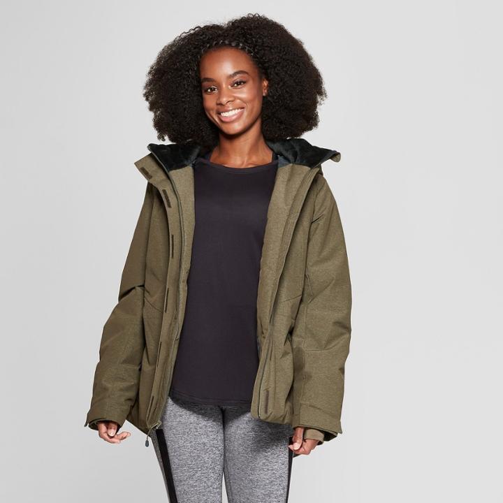 Women's Puffer Snow Jacket - C9 Champion Heather Olive