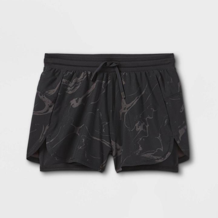 Girls' Double Layered Run Shorts 4.5 - All In Motion Jet Black