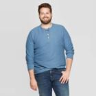 Men's Big & Tall Regular Fit Long Sleeve Textured Henley Shirt - Goodfellow & Co Divine Blue