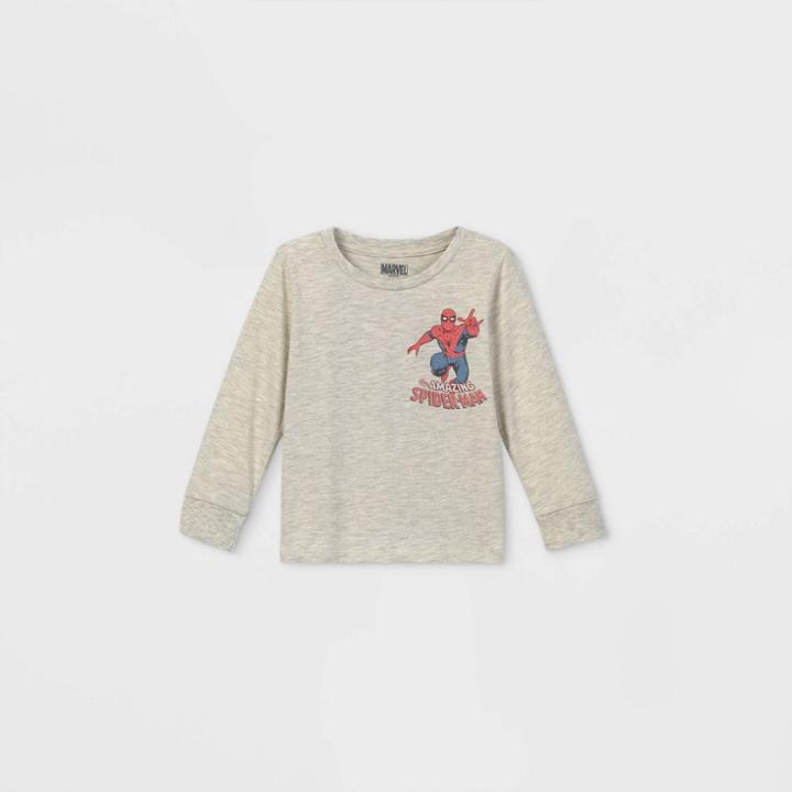 Marvel Toddler Boys' Spider-man Long Sleeve Graphic T-shirt - Beige