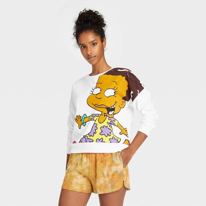 Nickelodeon Women's Susie Cropped Graphic Sweatshirt - White