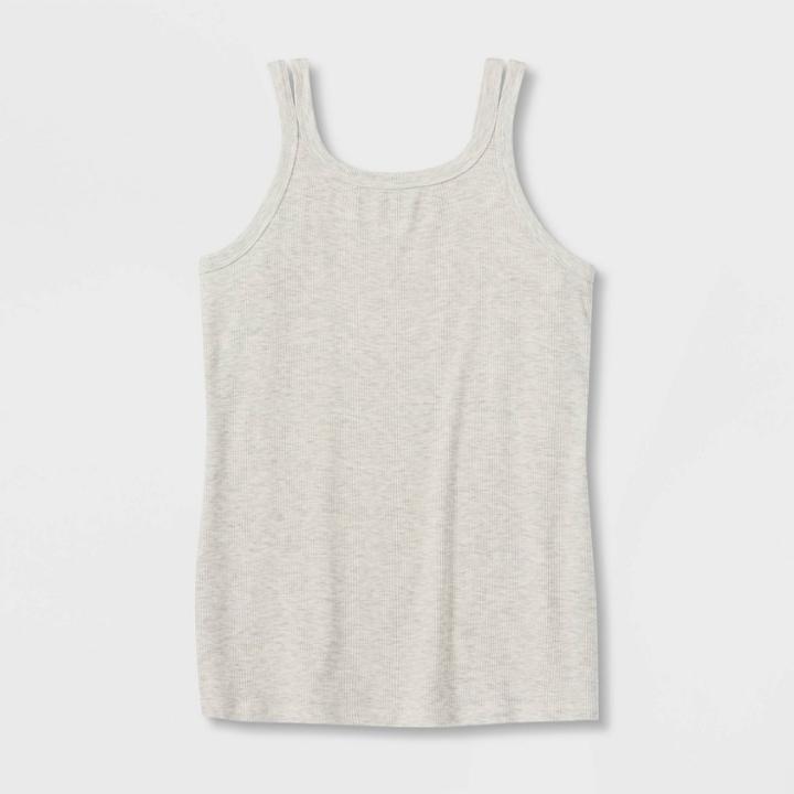 Girls' Soft Ribbed Tank Top - All In Motion Heathered Gray