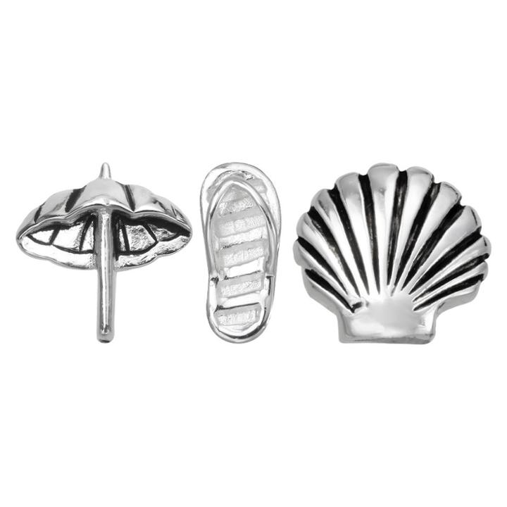 Target Treasure Lockets 3 Silver Plated Charm Set With Off To The Beach Theme - Silver, Women's