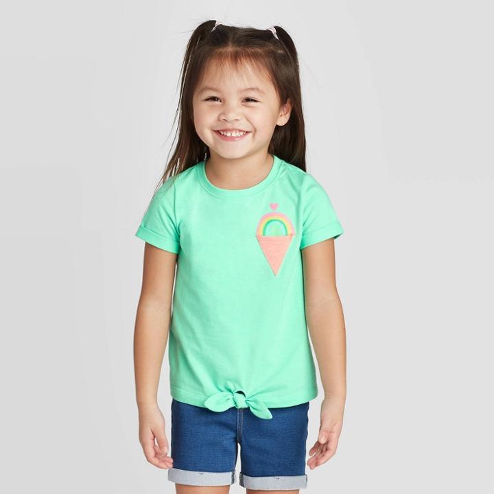 Petitetoddler Girls' Short Sleeve Ice Cream T-shirt - Cat & Jack Mint 12m, Toddler Girl's, Green
