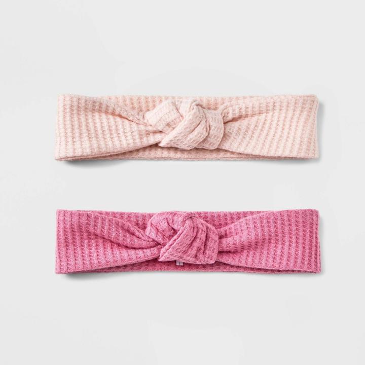 Baby Girls' 2pk Waffle Headwrap - Cloud Island Pink