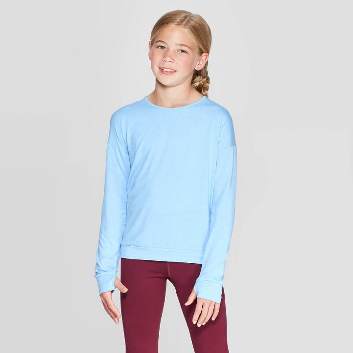 Girls' Keyhole Back Long Sleeve T-shirt - C9 Champion Blue L, Girl's,