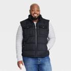 Men's Big & Tall Midweight Herringbone Puffer Jacket - Goodfellow & Co Black