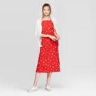 Women's Floral Print Sleeveless Strappy Midi Dress - A New Day Red