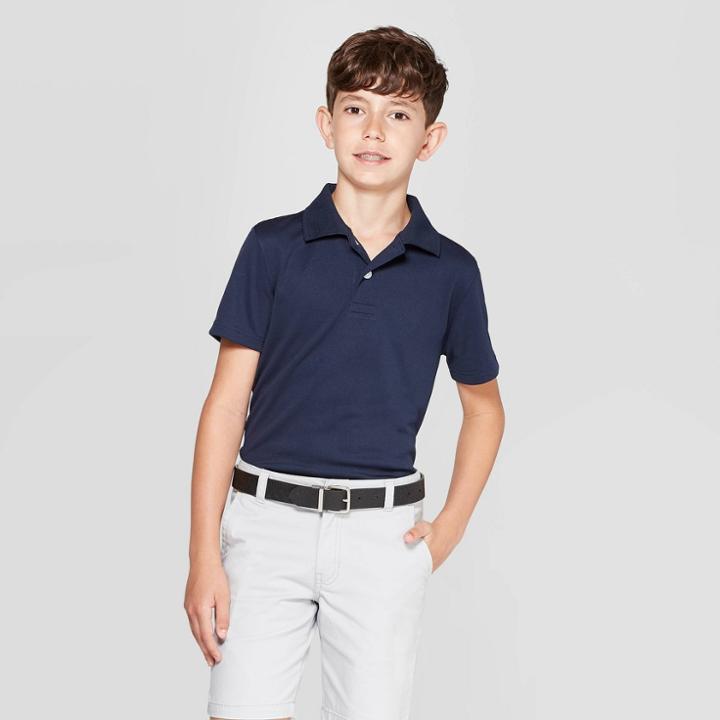 Petiteboys' Short Sleeve Performance Uniform Polo Shirt - Cat & Jack Navy Xl, Boy's, Blue