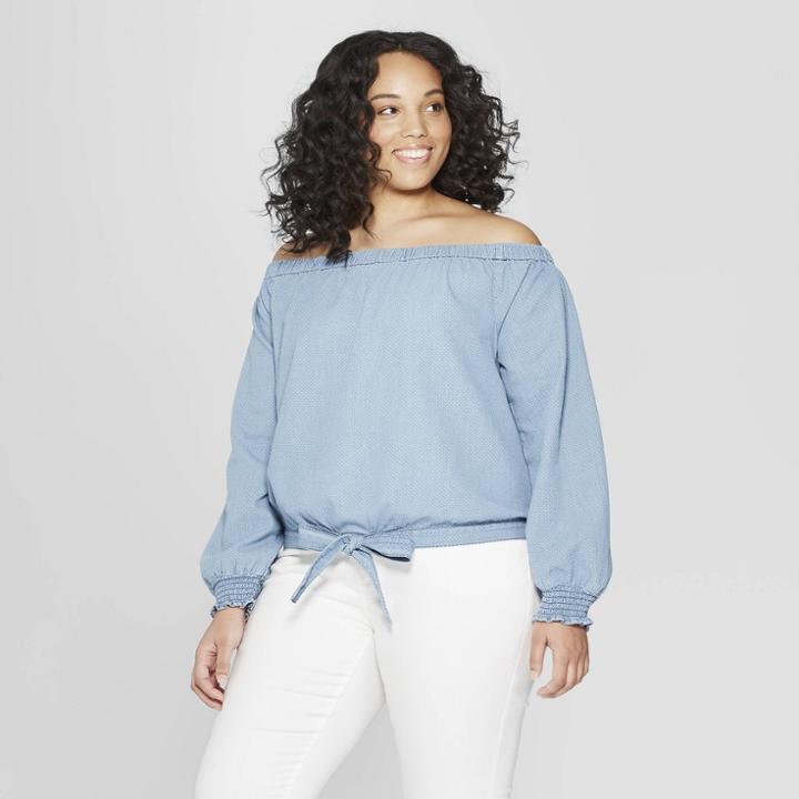 Women's Plus Size Long Sleeve Off-shoulder Denim Top - Universal Thread