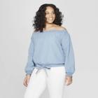 Women's Plus Size Long Sleeve Off-shoulder Denim Top - Universal Thread