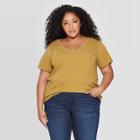 Women's Plus Size Short Sleeve V-neck Pocket T-shirt - Universal Thread Dark Green