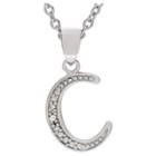 Journee Collection 1/10 Ct. T.w. Round-cut Diamond Letter Pave Set Pendant Necklace In Sterling Silver - Silver, C (18), Girl's, Silver