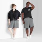 Plus Size High-rise Fleece Bermuda Shorts - Wild Fable Heather Gray