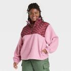Women's Plus Size Colorblock Quarter Zip Sherpa Sweatshirt - Universal Thread Pink