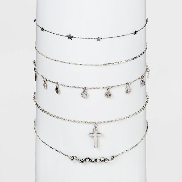 Cross And Charms Multi Choker Set 5pc - Wild Fable