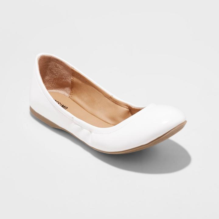 Women's Ona Wide Width Round Toe Ballet Flats - Mossimo Supply Co. White 5w,