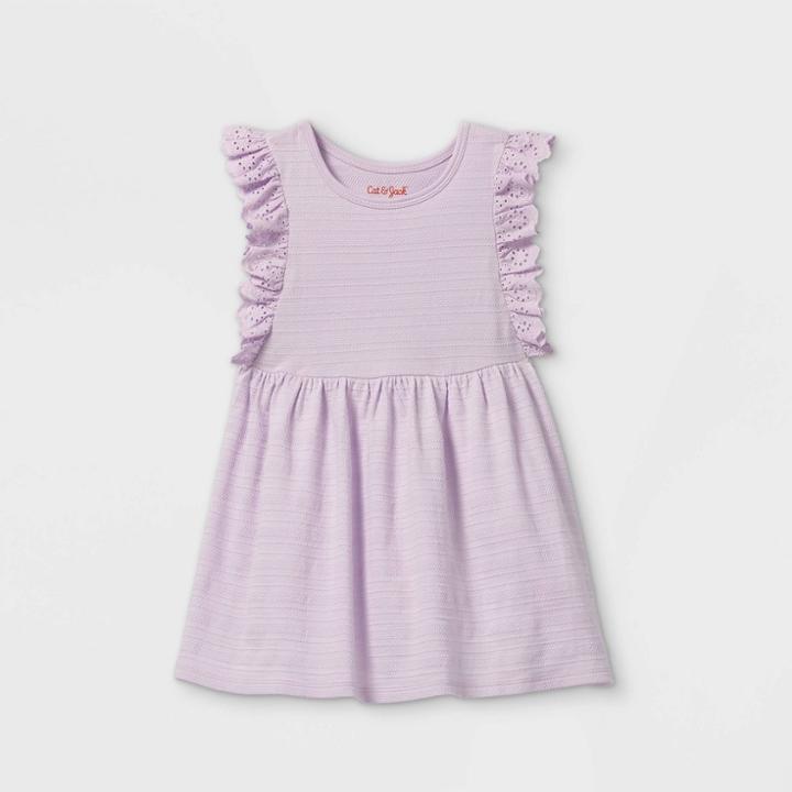 Toddler Girls' Eyelet Ruffle Short Sleeve Dress - Cat & Jack Purple