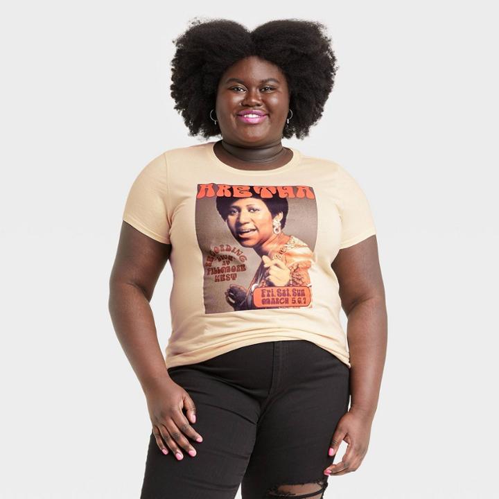Women's Aretha Franklin Plus Size Short Sleeve Graphic T-shirt - Tan