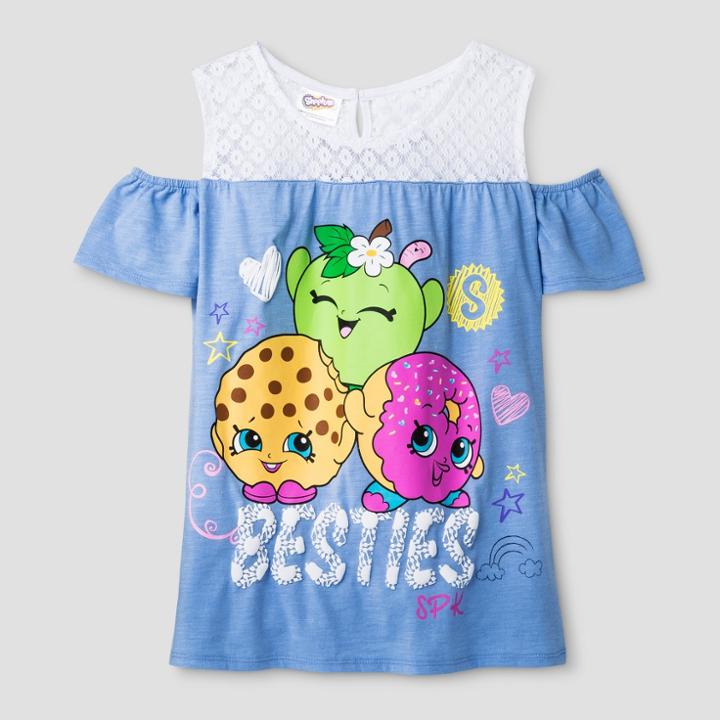 Girls' Shopkins Besties Crochet Lace Top - Blue