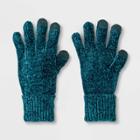 Women's Chenille Glove - A New Day English Teal One Size, English Blue