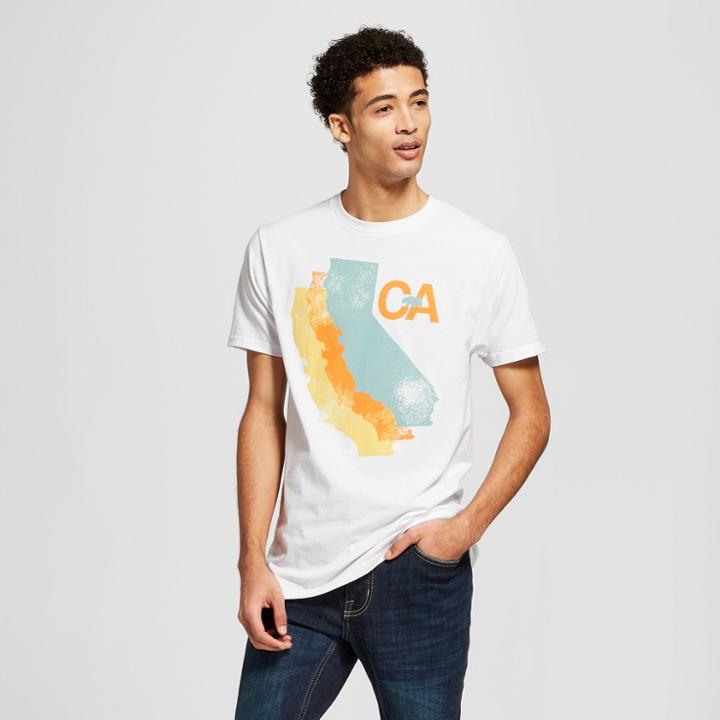 Men's Short Sleeve Retro State Graphic T-shirt - Awake White