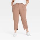 Women's Plus Size Tapered Stretch Woven Pants - All In Motion Taupe