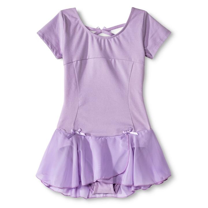 Danz N Motion By Danshuz Danz N Motion Girls' Lattice Back Cap Sleeve Activewear Leotard Dress - Lavender (purple)