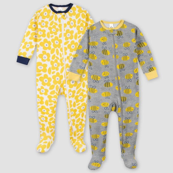 Gerber Girls' 2pk Snug Fit Footed Pajama