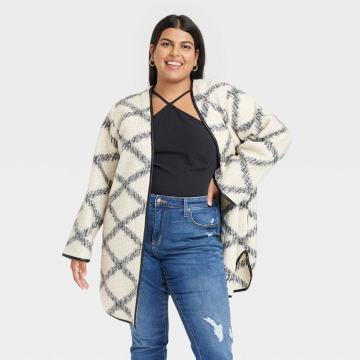 Women's Plus Size Cozy Overcoat - Ava & Viv Cream X, Ivory