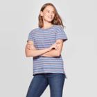 Women's Striped Short Sleeve Crewneck Boxy T-shirt - Universal Thread Pink