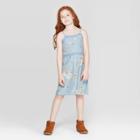 Girls' Lace Trim Tank Dress - Art Class Blue
