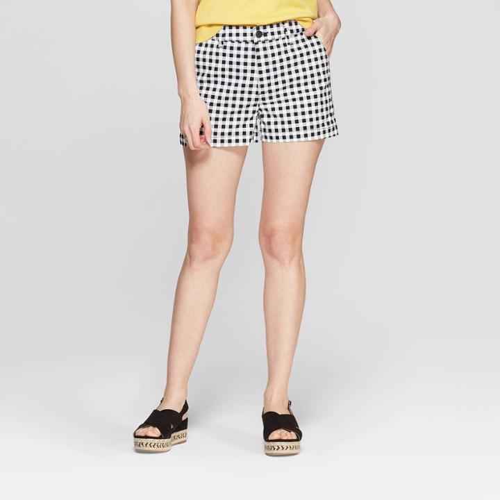 Target Women's Gingham High-rise Chino Shorts - A New Day Black